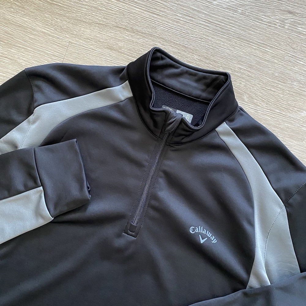 Callaway 1/4 Zip Pullover Jacket Men's XL Black Golf Club Fleece Athleisure